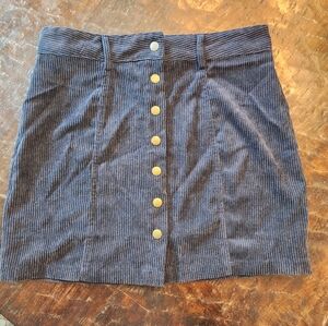 FAVLUX Fashion Corduroy A-line Mini Skirt Size M Blue Snap Buttons 90s Y2K Retro
